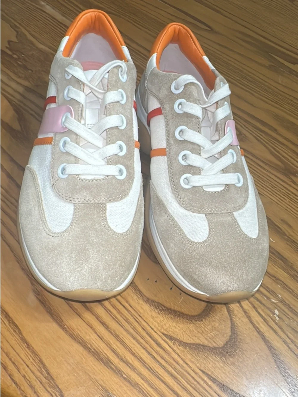 Tory Burch Multicolor Suede and Canvas Bubble Stripe Lace Up Sneakers (shoes 20